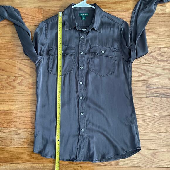 J. Crew Always Button-Up Womens 4 Tall Dark Gray Silk Casual Minimalist Classic - Picture 6 of 6